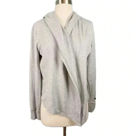 CALIA BY CARRIE UNDERWOOD OPEN FRONT HOODED WRAP HEATHER GRAY SZ L - Picture 1 of 9